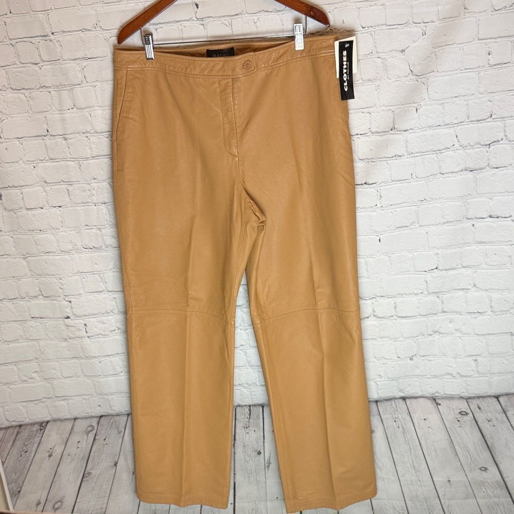 Clothes By Revue Beige Leather Pants Size 18 100% Leather